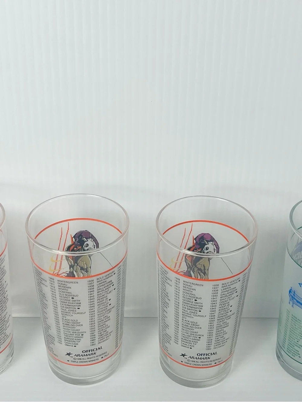 Set 4 Kentucky Derby Souvenir Glasses 1996-122nd & 2000-126th